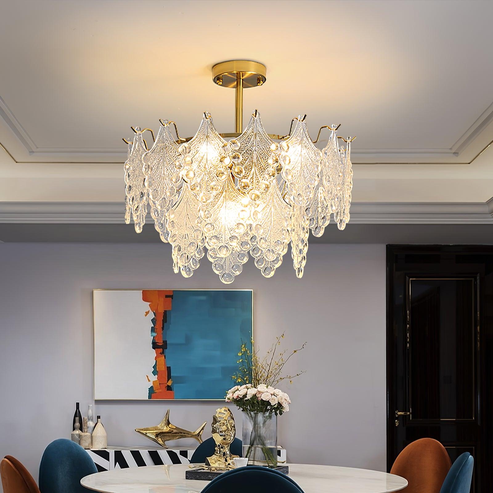 Tiered Carved Glass Chandelier