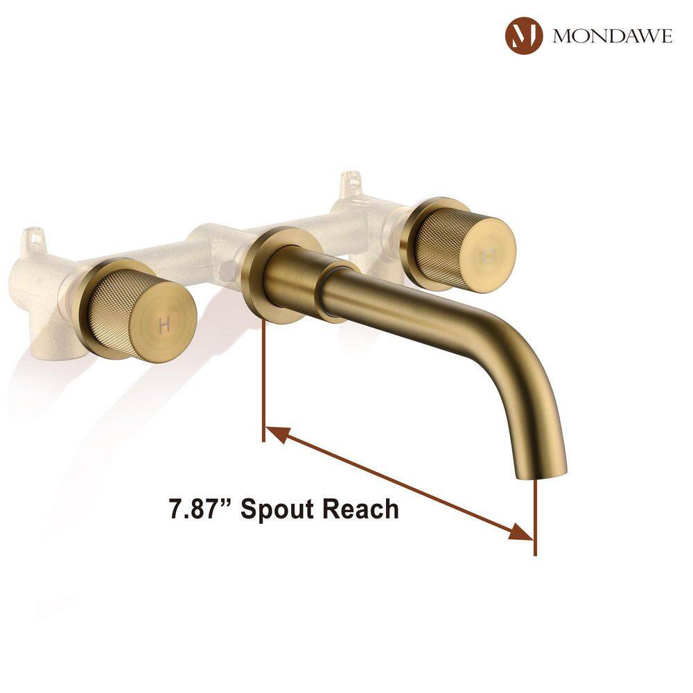 Mondawe Alexa Double-Handle Wall Mounted Faucet in Brushed Gold for Bathroom Vanity Laundry (1-Pack) WF-2382-BGI