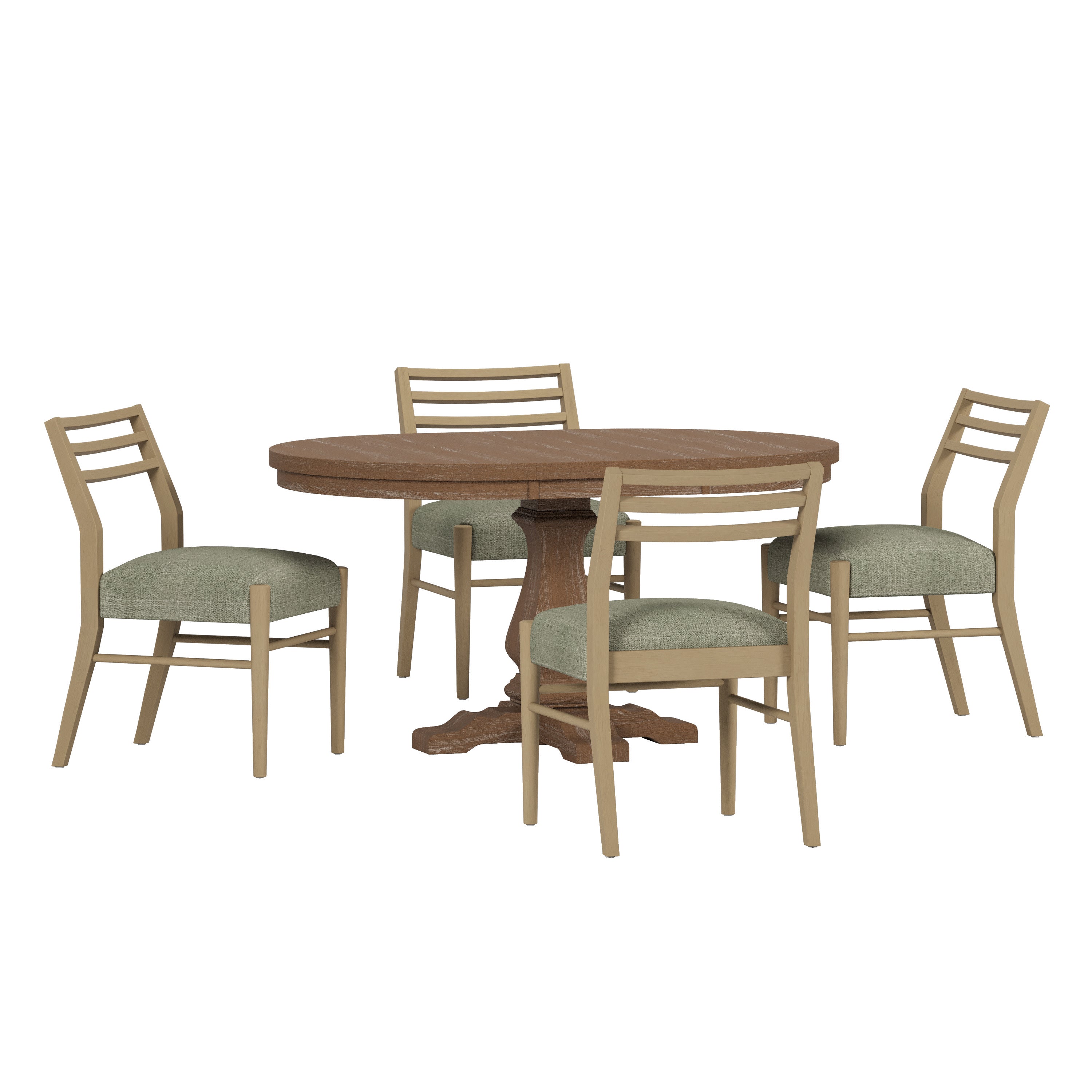 Alachua Farmhouse Fabric Upholstered Wood Expandable 5 Piece Dining Set