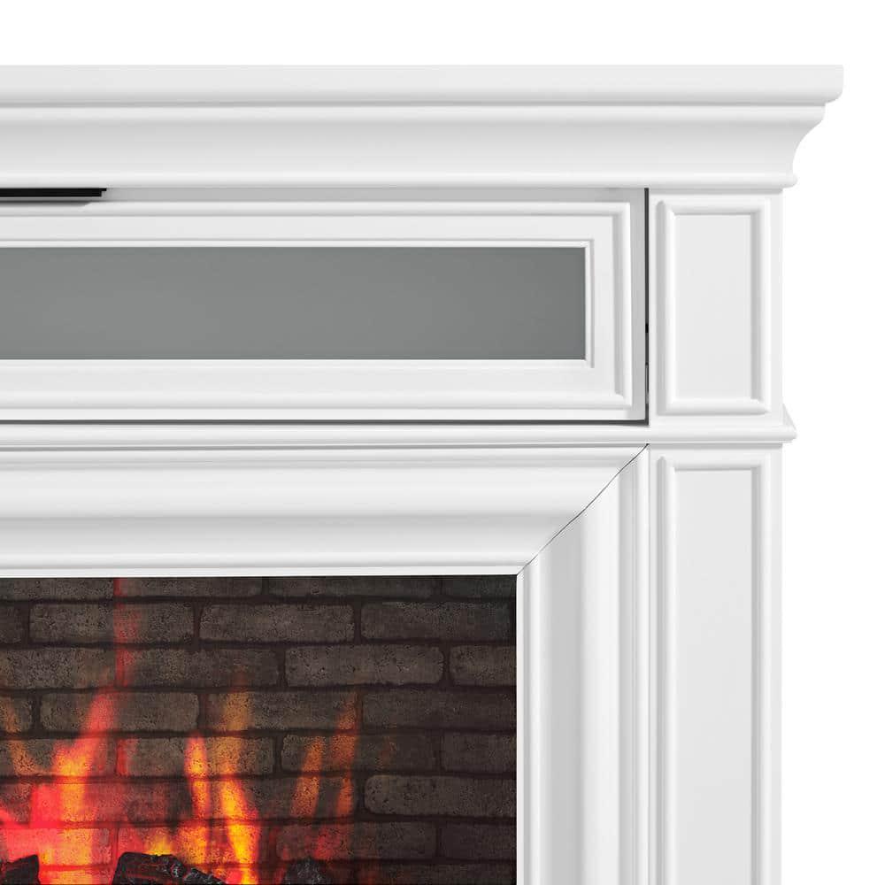 Home Decorators Collection Pinery 47125 in Freestanding Electric Fireplace TV Stand in White