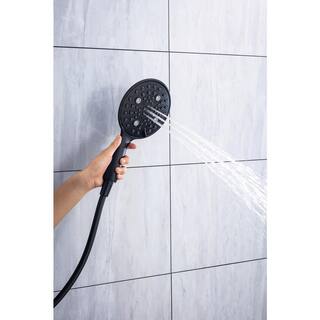 Mondawe Mondawell 6-Spray Patterns 6 in. Wall Mount Handheld Shower Head with Spout and Valve in Matte Black MA-D92102H-6