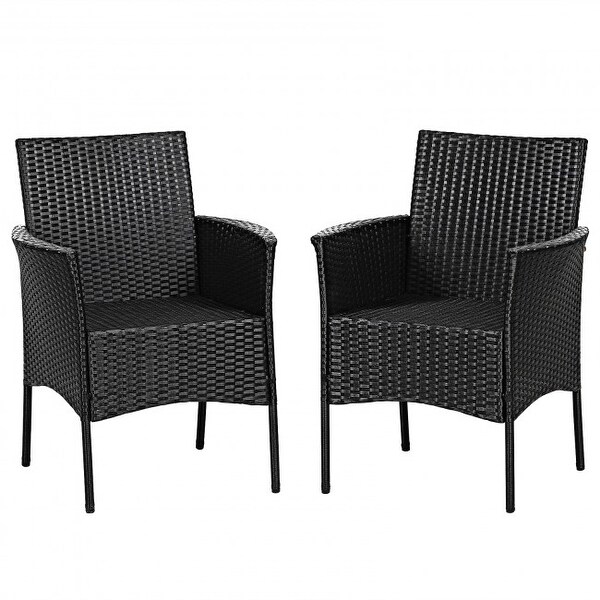 2 pieces Patio Wicker Chairs with Cozy Seat Cushions - 25