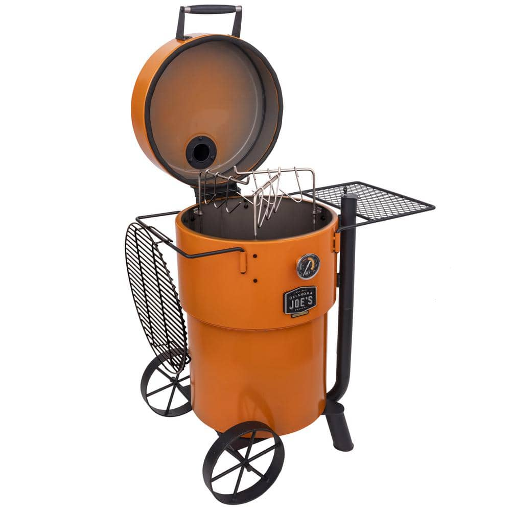 OKLAHOMA JOE'S Bronco Pro Charcoal Drum Smoker and Grill in Orange with 366 sq. in. Cooking Space 19202100