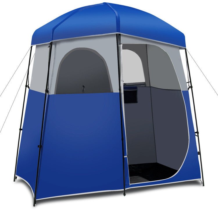 Sturdy Double-Room Camping Privacy Shower Toilet Tent W/ Storage Bag