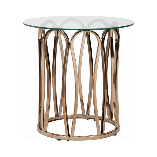 Coaster Furniture Monett Chocolate Chrome and Clear Round End Table