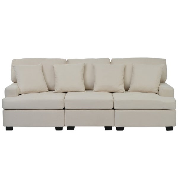 3 Seat Sofa with Removable Back and Seat Cushions and 4 Comfortable Pillows