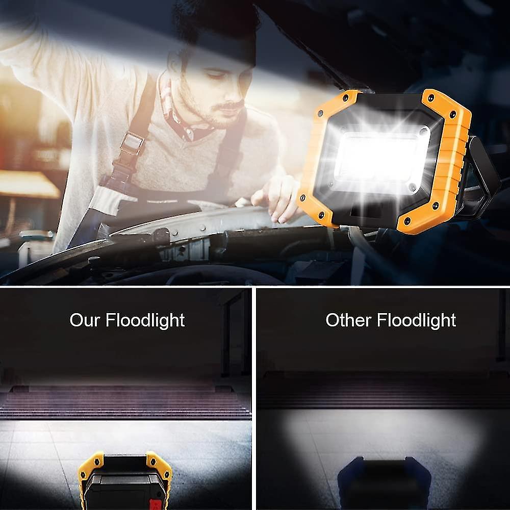 30w Led Work Light Rechargeable Floodlight Super Bright 2000lm Portable Outdoor Battery Security Light Usb Waterproof For Garage Camping Hiking Fishin