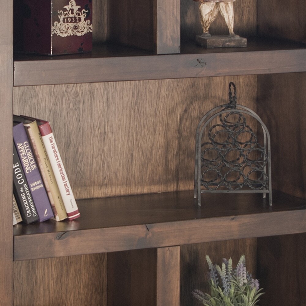 Carbon Loft 79 in. Tall No Assembly Required 5 shelf Whiskey Brown Finish Solid Wood Bookcase