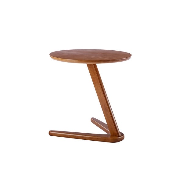 Side Table Round， Small Coffee Table Modern Solid Rubber Wood End Table for Living Room /Bedroom/ Office， V-Shaped Base