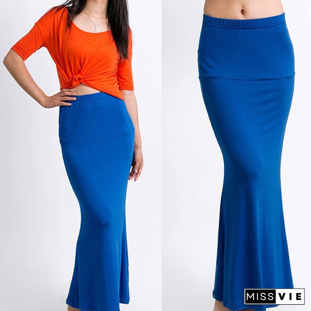 Summer Fashion Casual Long Skirt Candy Color Maxi Skirts Plus Size Women Skirt