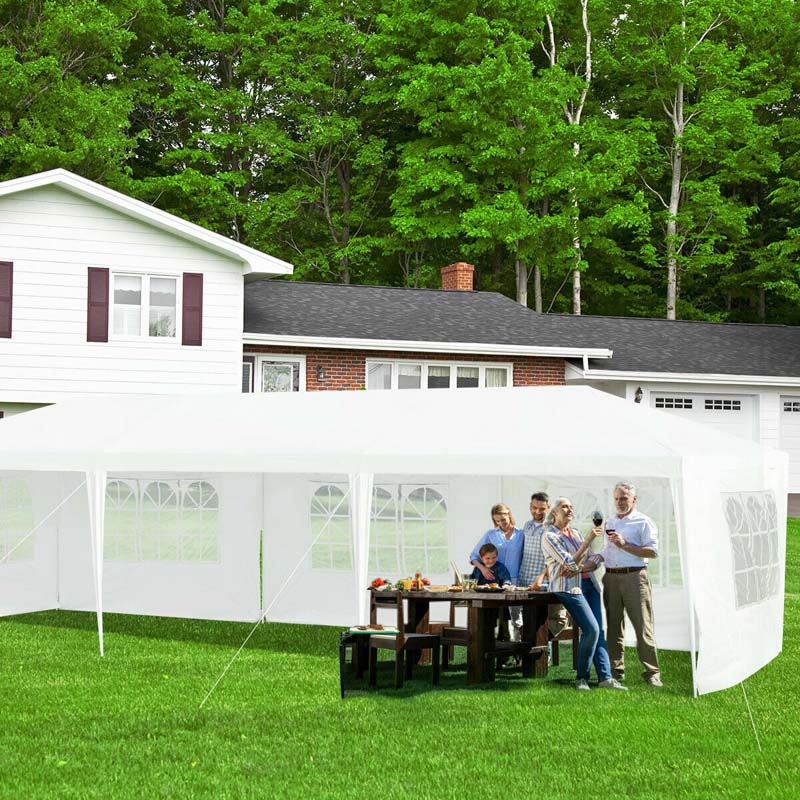 10 x 30 FT Outdoor Gazebo Canopy Tent Party Wedding Event Tent with 5 Removable Sidewalls