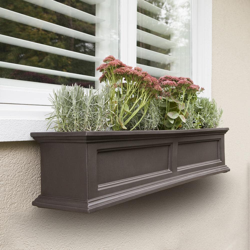 Mayne Fairfield 48 in. x 11 in. Self-Watering Espresso Polyethylene Window Box 5823-ES