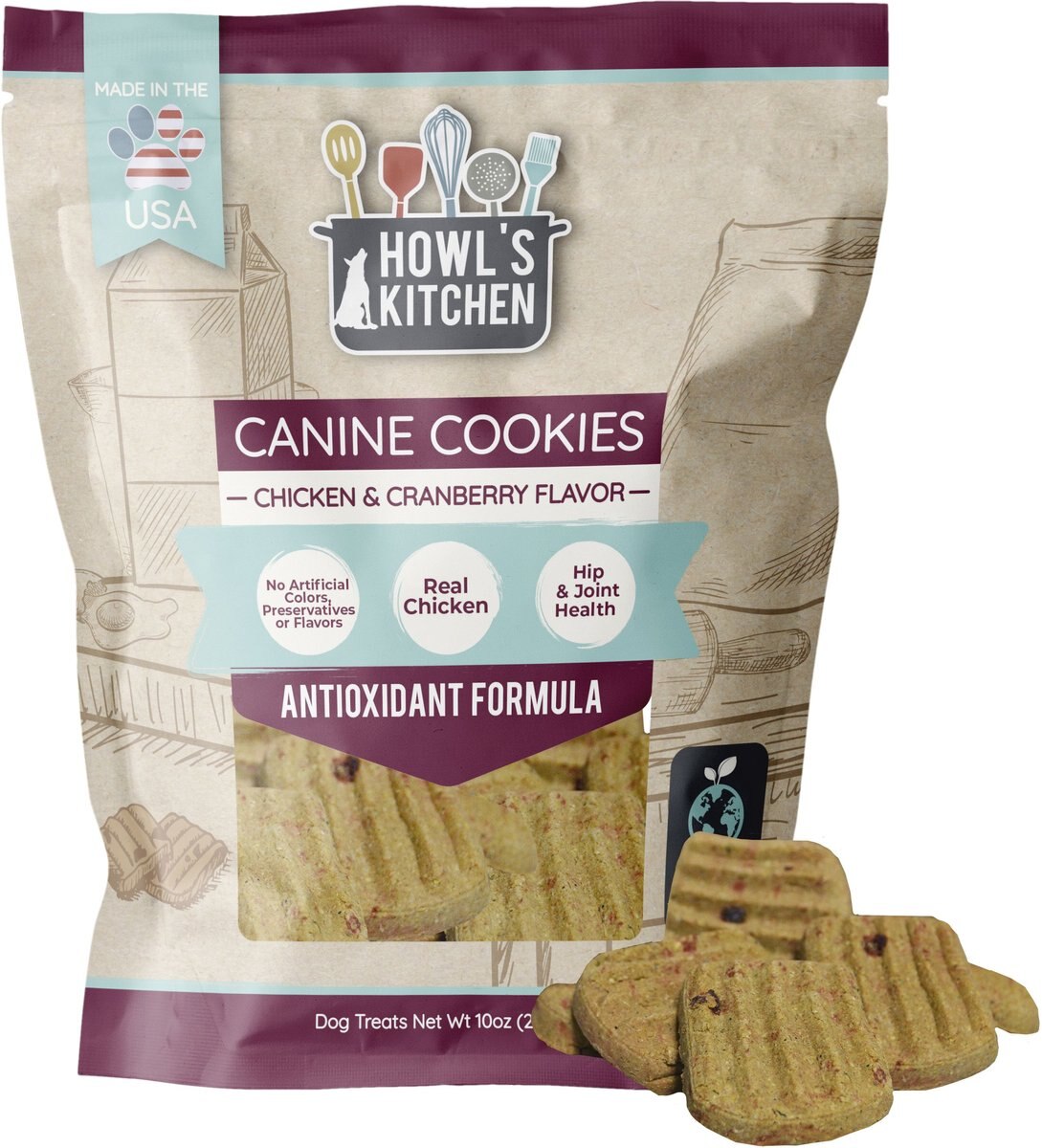 Howl's Kitchen Canine Cookies Chicken and Cranberry Flavor Dog Treats