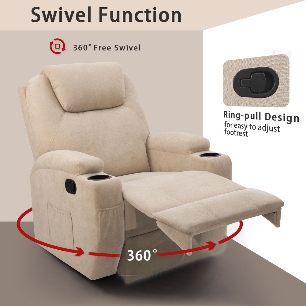 Homall Massage Recliner Chair Swivel Heating Fabric Living Room Sofa