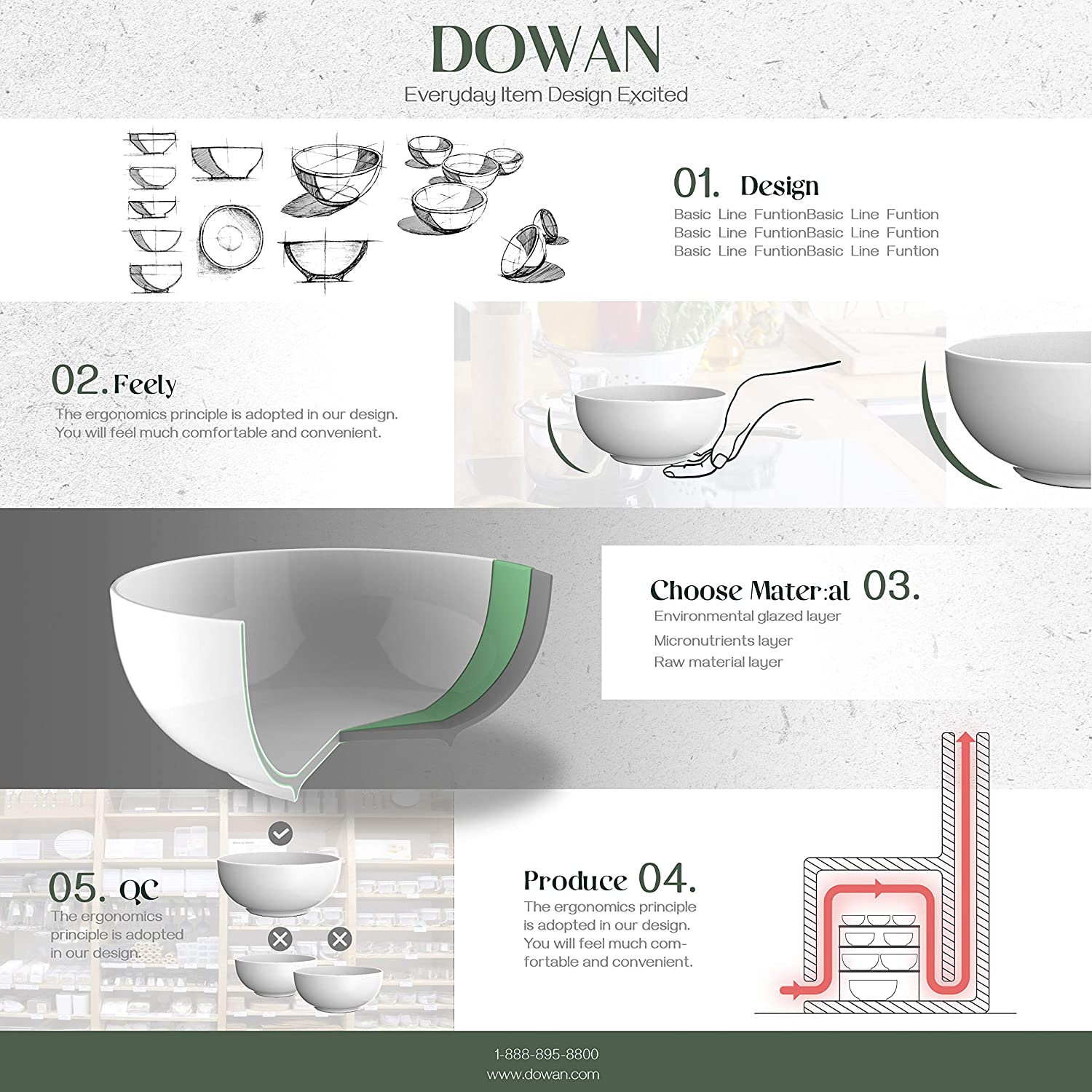 DOWAN 39 Ounce Porcelain Serving Bowls， Salad Bowls， 4 Packs， Soup Pasta Bowl Set， Chip Resistant Ceramic， Microwave and Dishwasher Safe， Stackable， 7 Inches， White