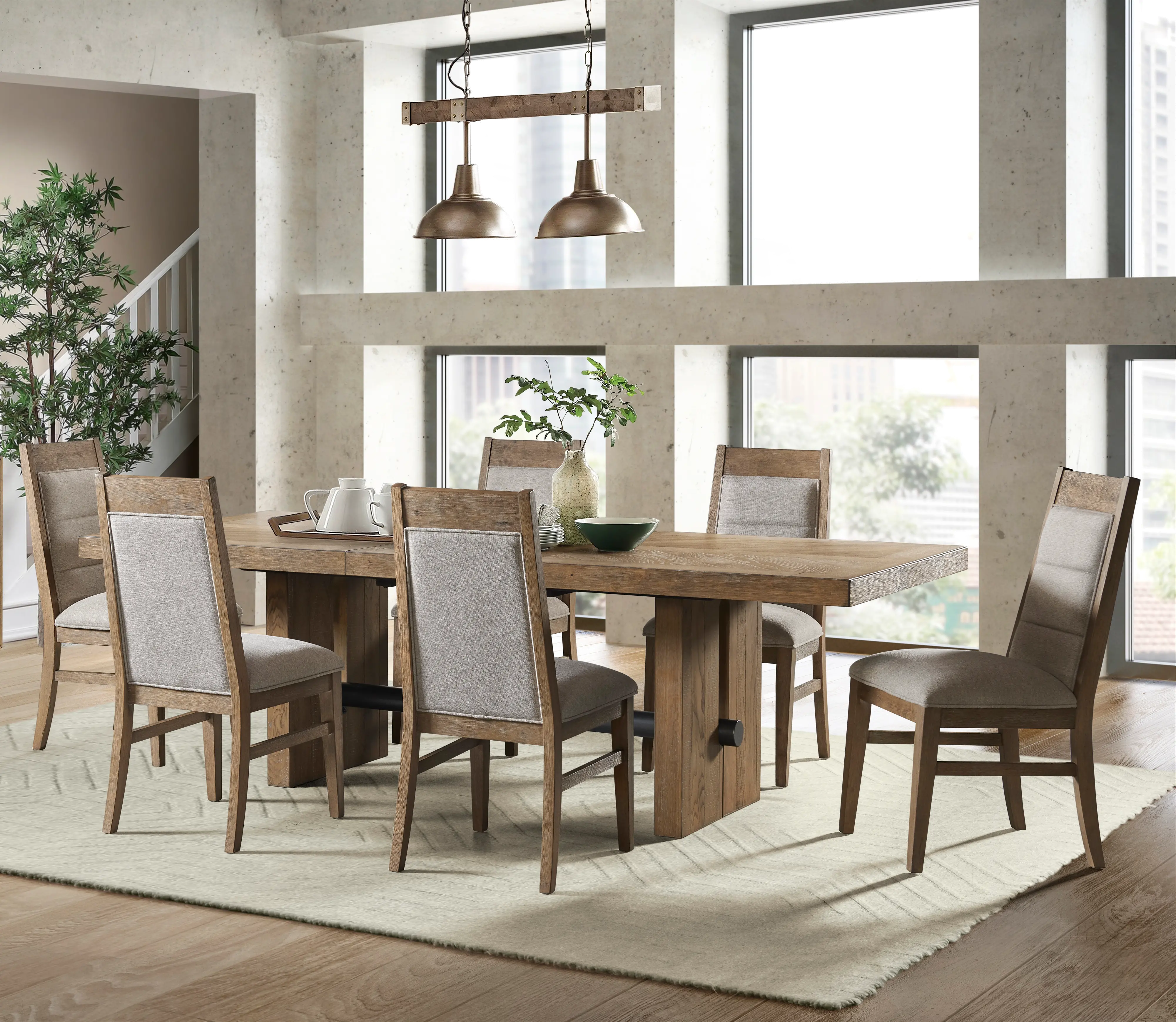 Loft Harbor Light Brown 5 Piece Round Dining Room Set