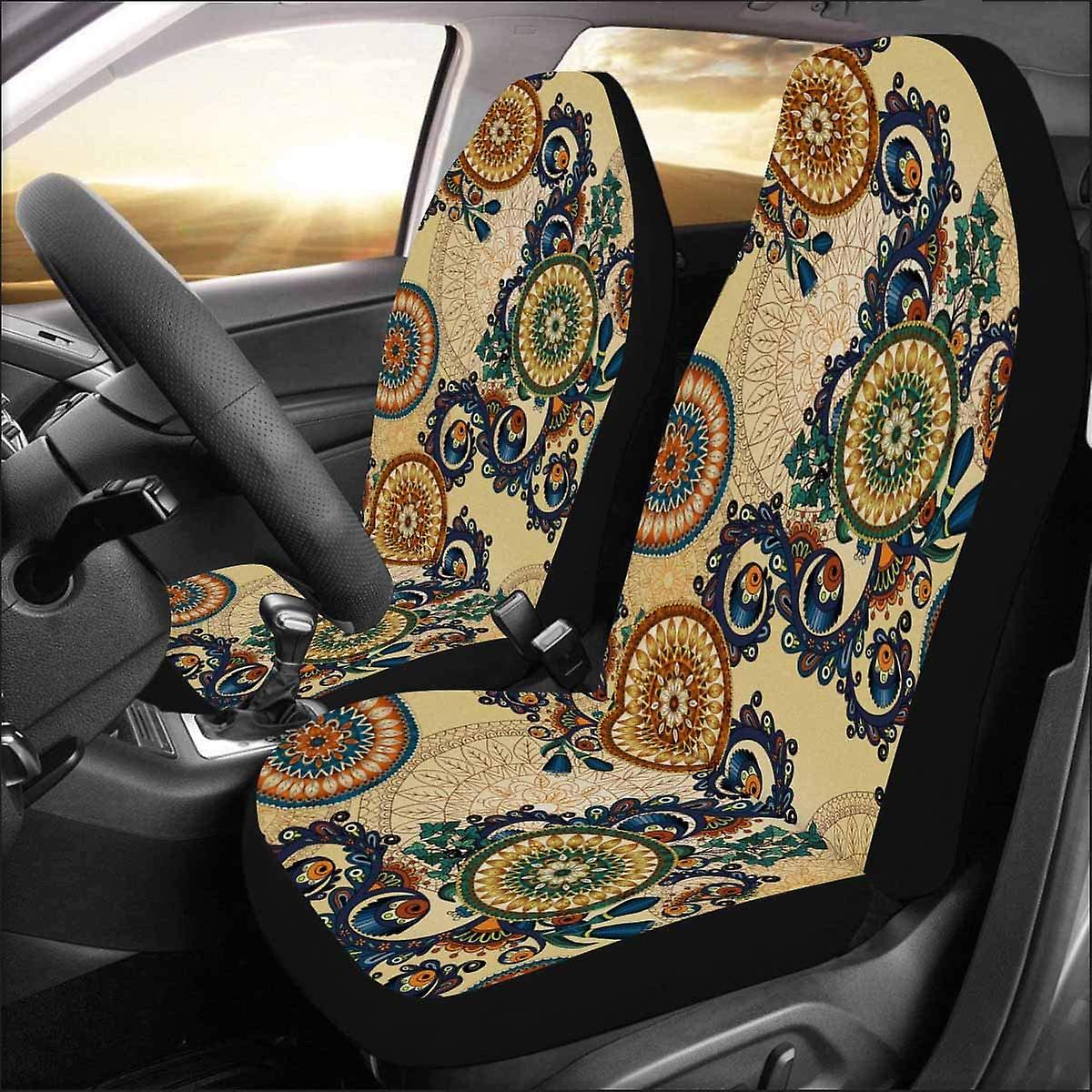 Set Of 2 Car Seat Covers Retro Flower Universal Auto Front Seats Protector Fits For Car，suv Sedan，truck D 74687