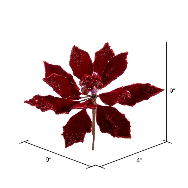 Vickerman Double Sided Artificial Velvet Poinsettia Pick