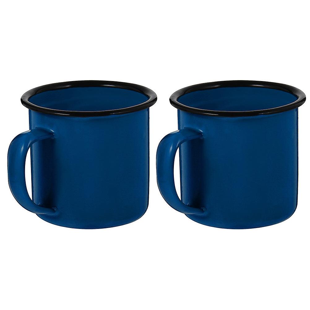 2pcs Enamel Mugs Camping Mugs Enamel Coffee Tea Mug Drinking Cups For Office Travel