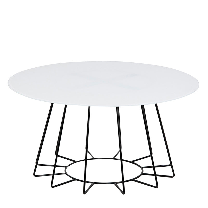 CYRUS Glass Coffee Table 80cm - White & Black