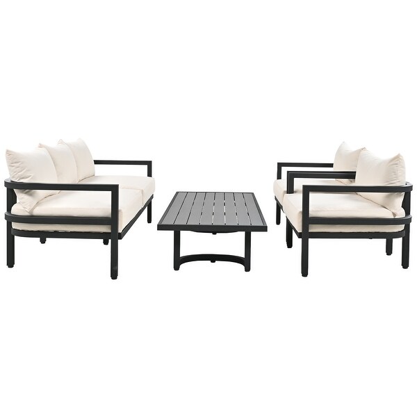 4-Pieces Outdoor Steel Sofa Set for 4， Waterproof， Anti-rust and Anti-uv - Overstock - 37583310