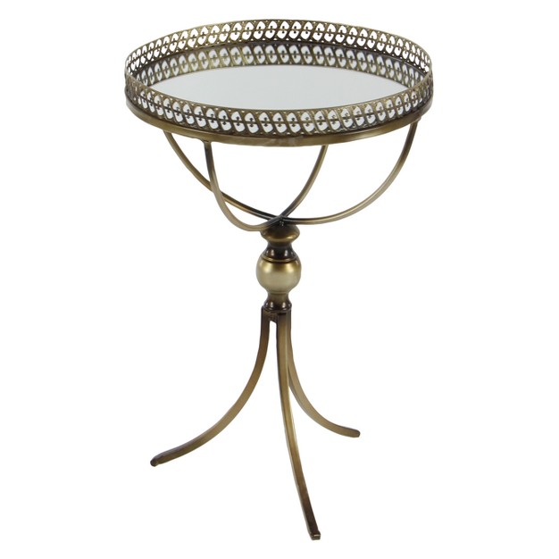 Metal And Glass Round Pedestal Table Gold Olivia amp May