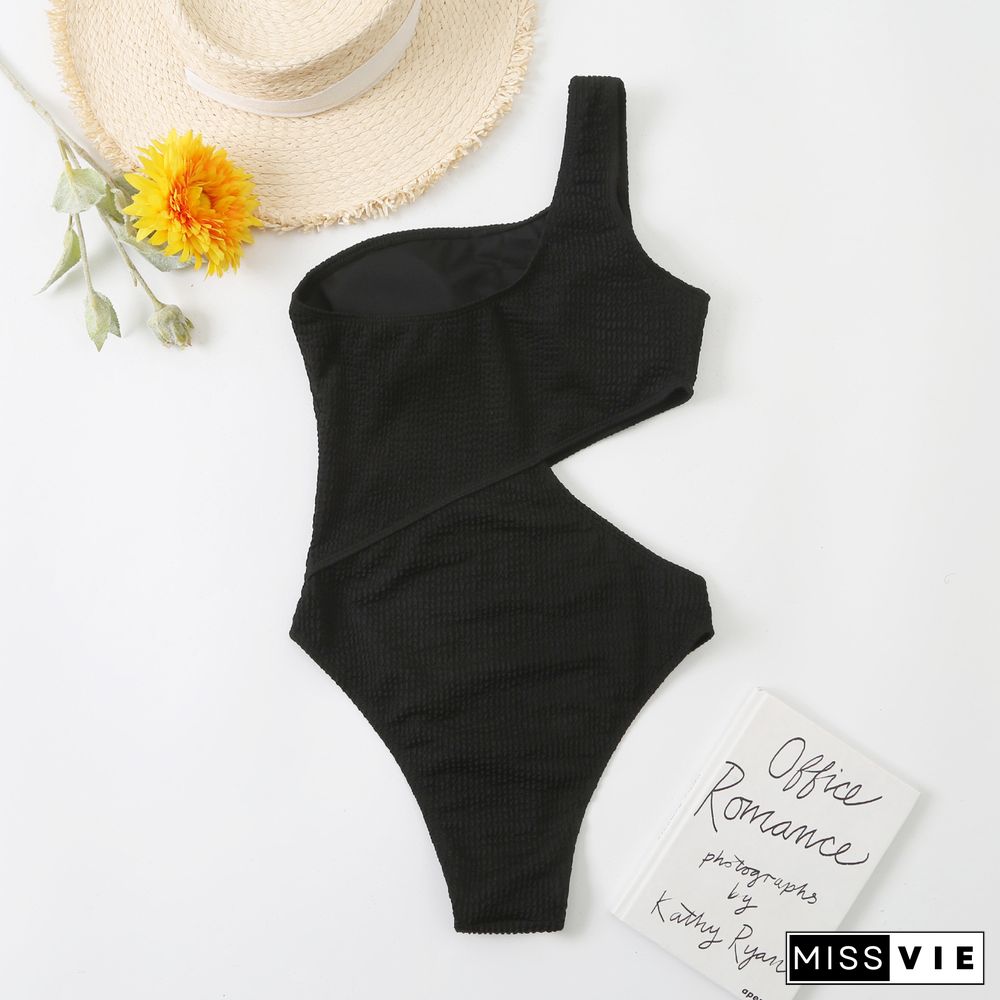 Wrinkle Sexy One-piece Shoulder Off Bikini