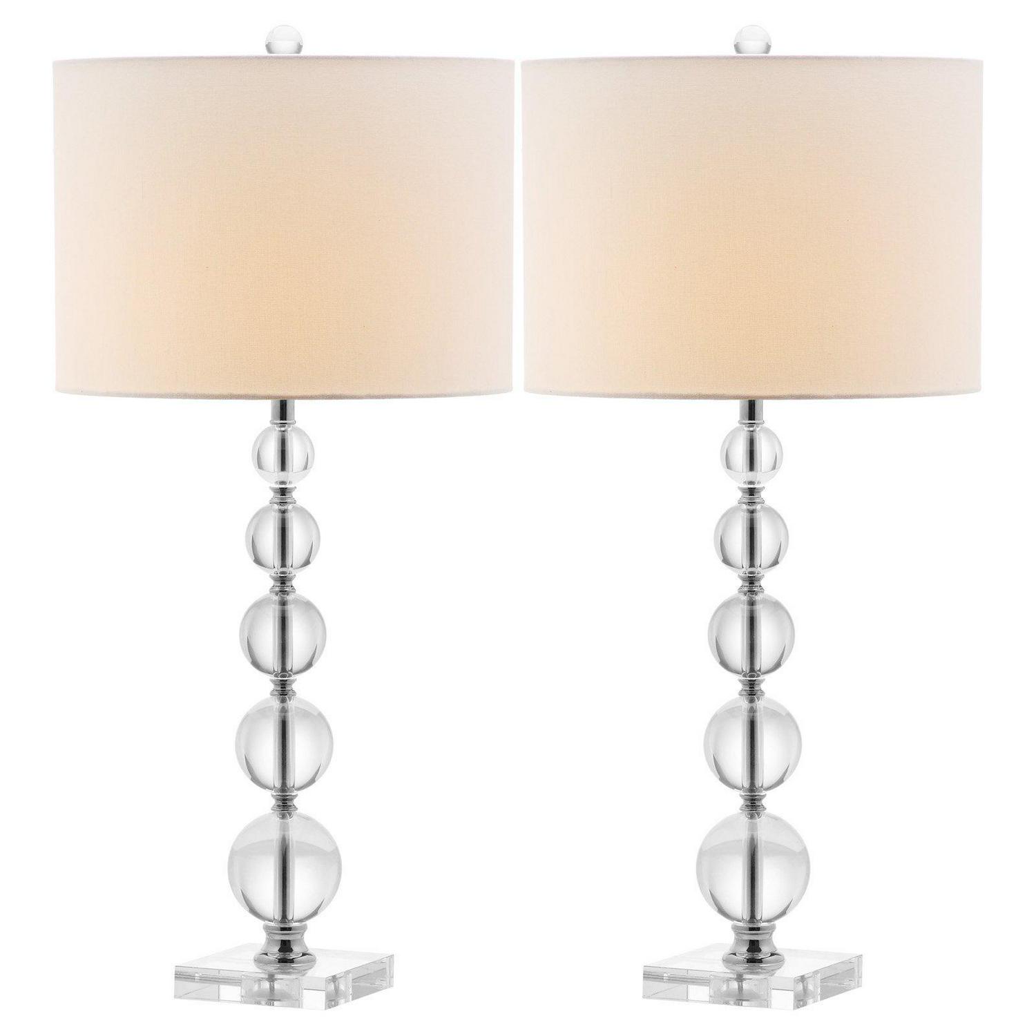 Safavieh Liam 29 in. H Stacked Crystal Ball Table Lamp， Set of 2