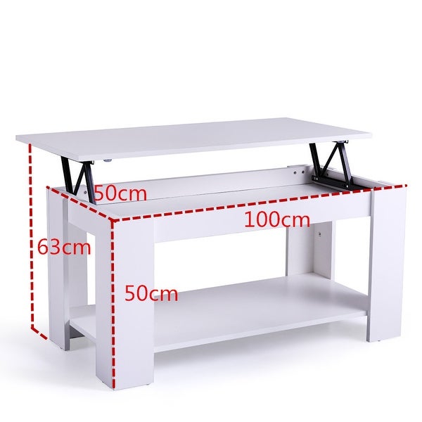 Coffee Table with Hidden Compartment and Open Shelf， Modern Wooden Table for Home Living Room， White