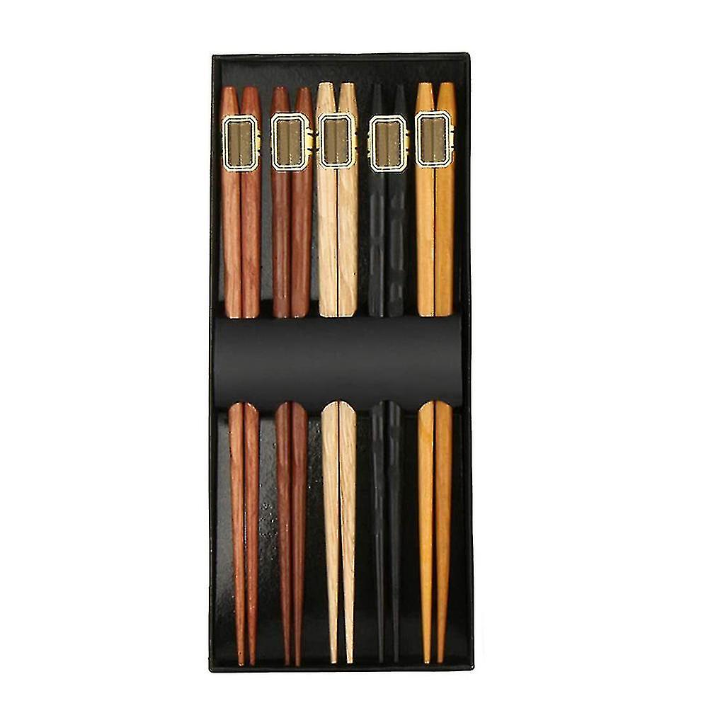 5 Pairs Natural Chopsticks Wood Reusable Chopsticks Tableware Set