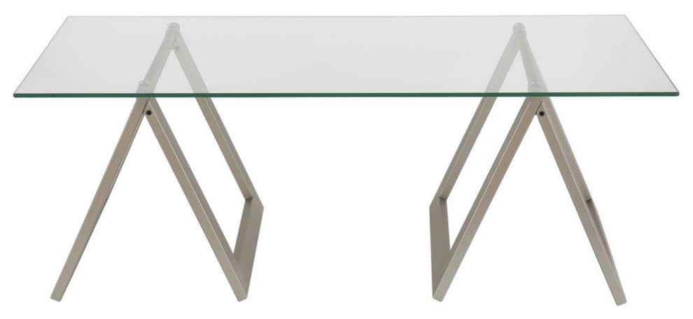 Modara 46  x27 x27Wide Rectangular Coffee Table in Satin Nickel   Contemporary   Coffee Tables   by BisonOffice  Houzz