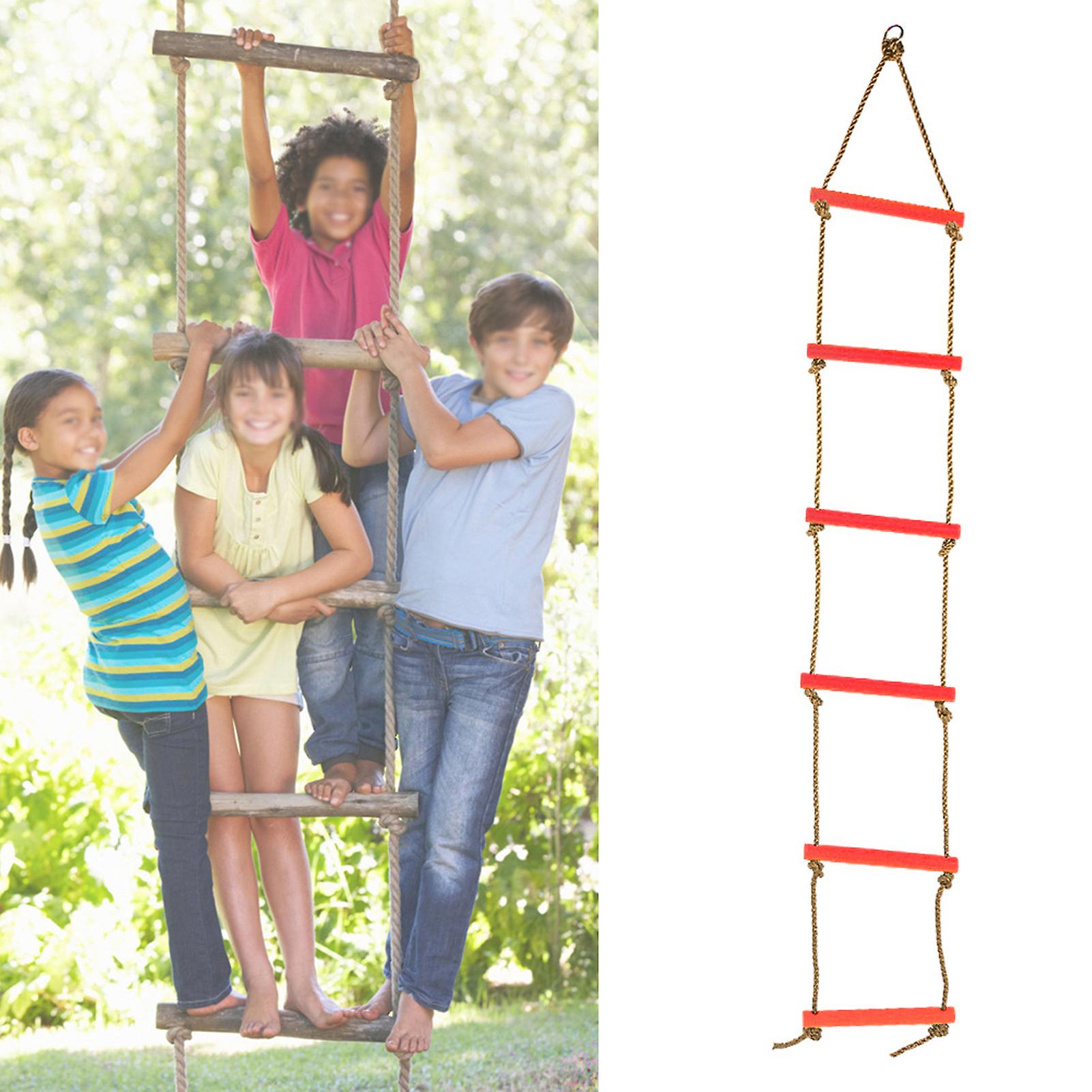 Outdoor Plastic Six Section Children Kids Rope Climbing Ladder Toy Exercise Equipment (red)