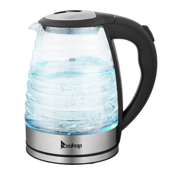 1.8L Stainless Steel Electric Kettle， Borosilicate Glass Kettle