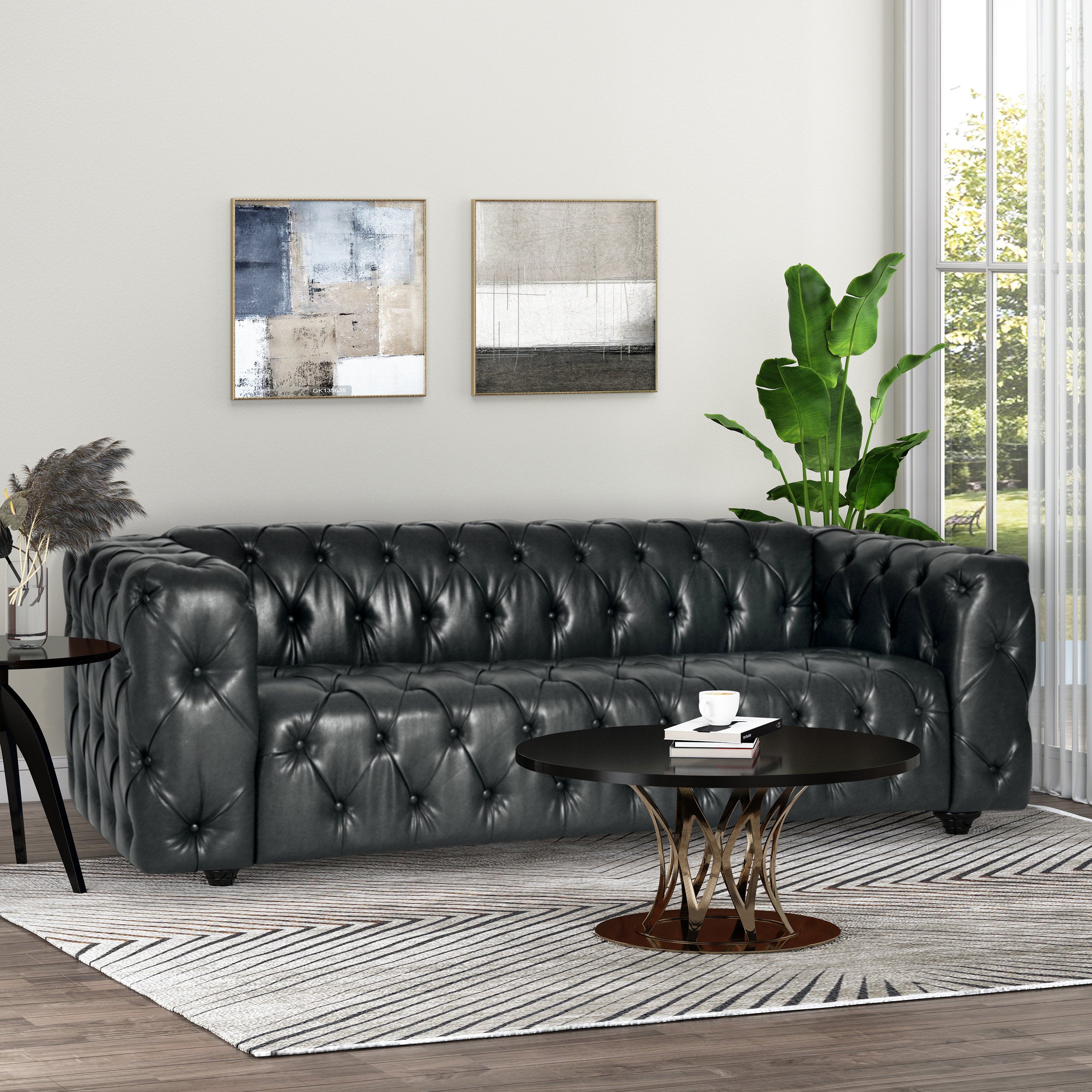 Marengo Contemporary Velvet Tufted 3 Seater Sofa