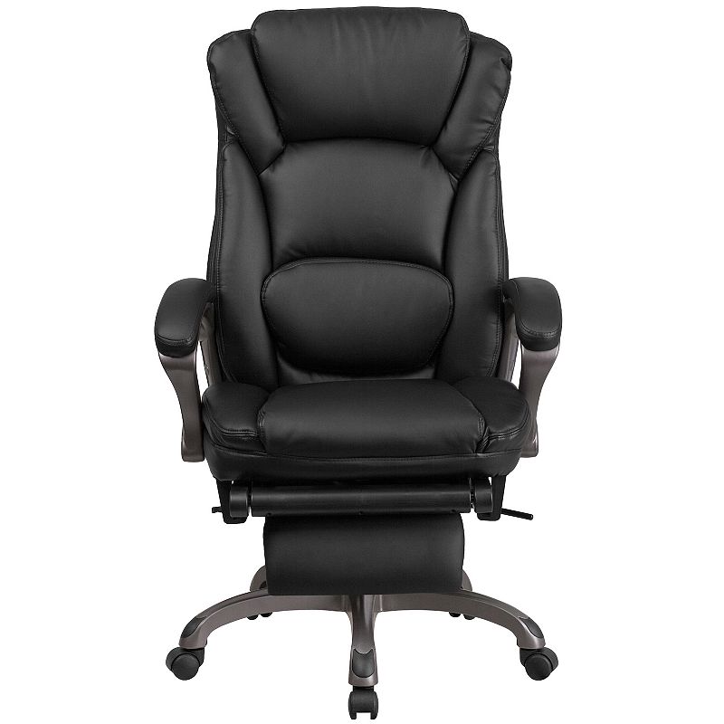 Emma and Oliver High Back Black LeatherSoft Reclining Ergonomic Outer Lumbar Swivel Office Chair