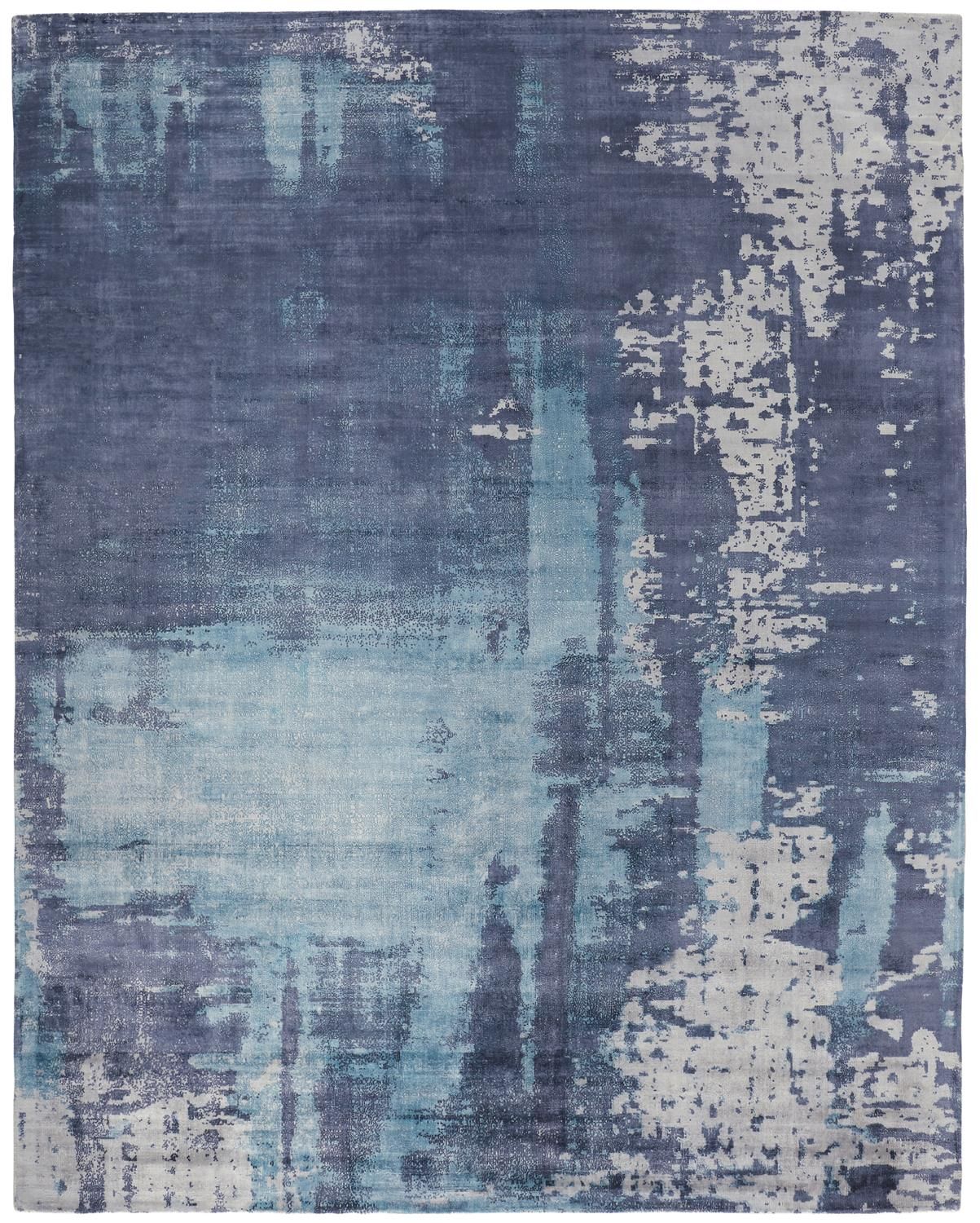 Cashel Hand Woven Navy and Ocean Blue Rug by BD Fine