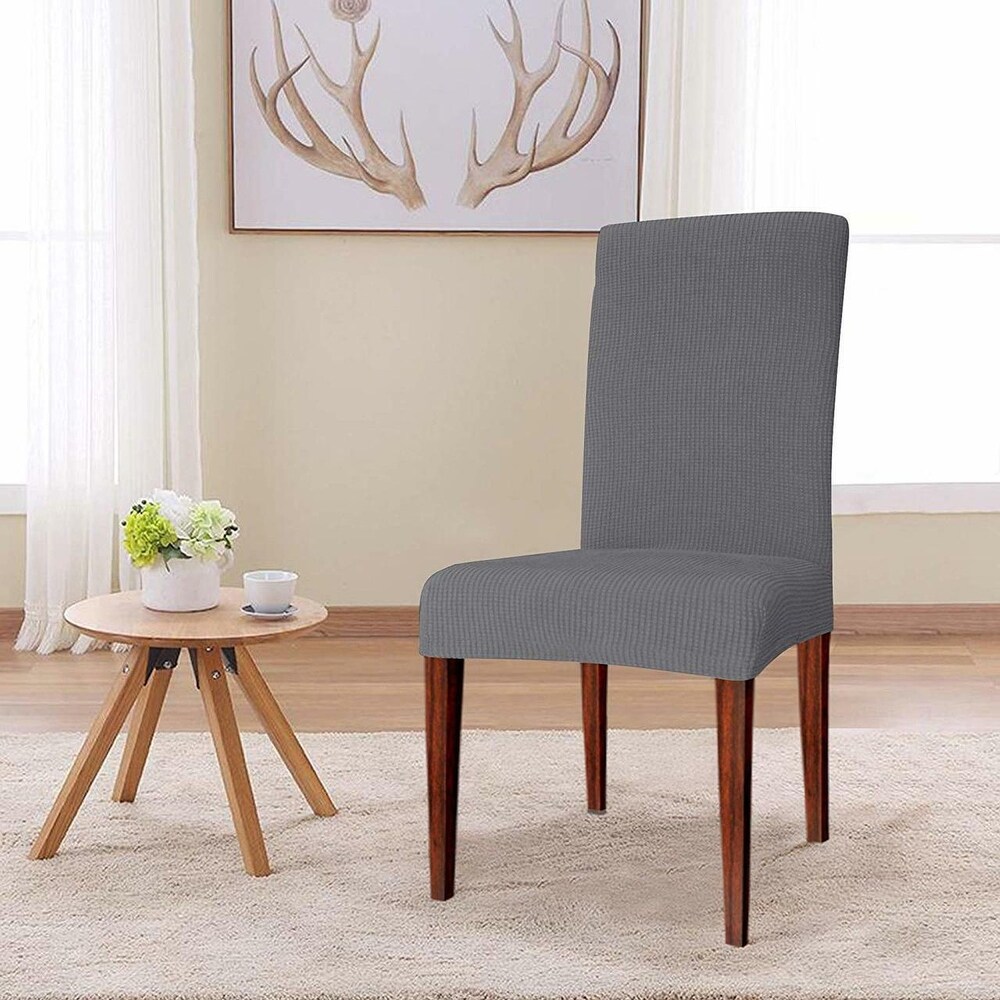 Enova Home Elegant Knitting Jacquard Box Cushion Dining Chair Slipcover Set of 4