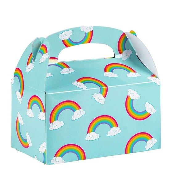 24 Pcs Paper Treat Boxes， Rainbow Design， Birthdays Events， 6