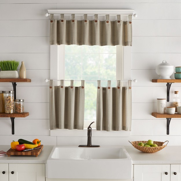 Tucker Solid Button Tab Top Window Kitchen Valance Elrene Home Fashions