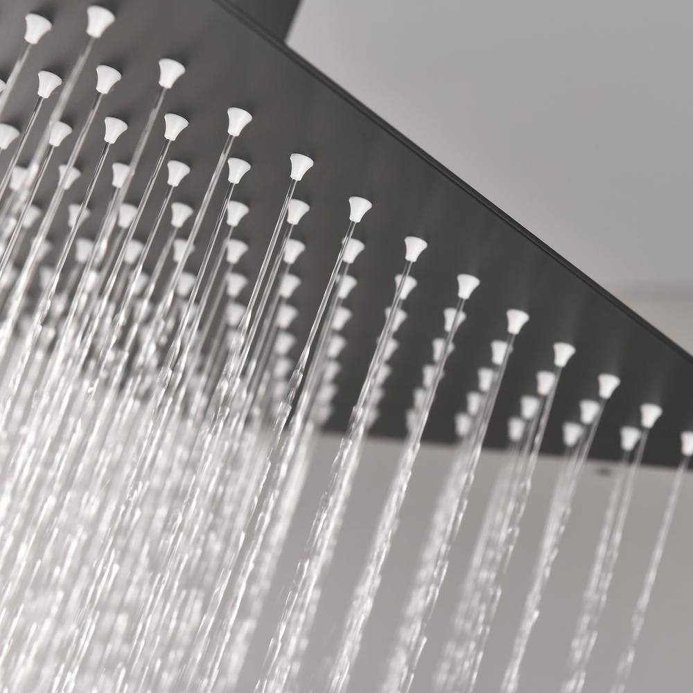 WELLFOR 1-Spray Patterns with 2.5 GPM 12 in. Ceiling Mount Rain Fixed Shower Head in Matte Black WA-F12-MB