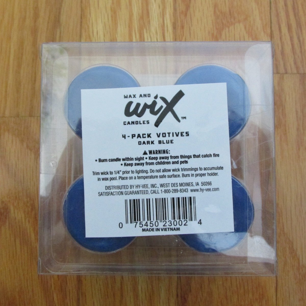 WAX AND WIX 4 PACK VOTIVE CANDLES DARK BLUE UNSCENTED NEW