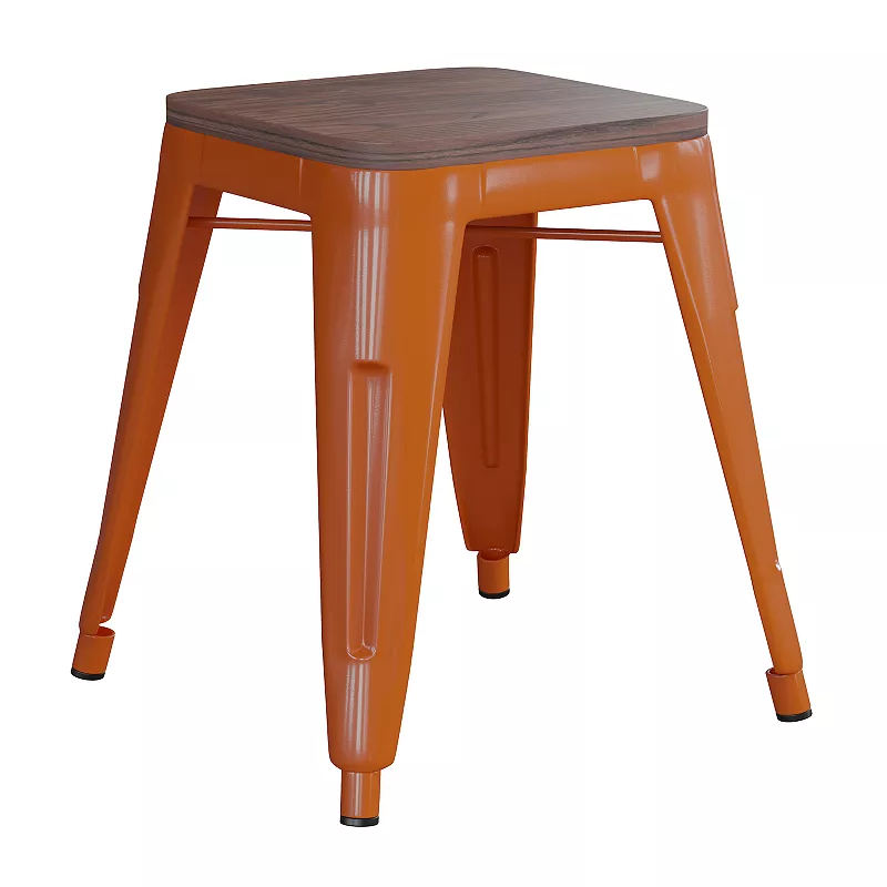 Flash Furniture Kai Orange Backless Table Height Stool 4-piece Set