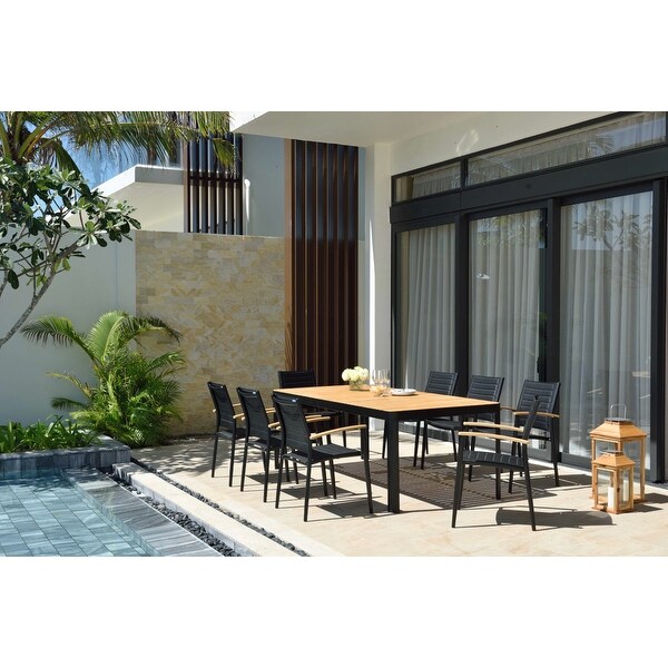 Amazonia Portalew FSC Teak and Aluminum Outdoor Patio Dining Table