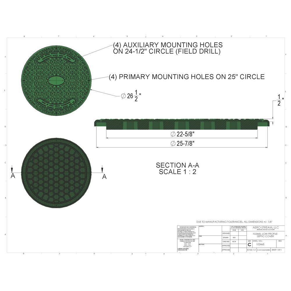 Aero-Stream 24 in. Premium Low Profile Septic Tank Riser Cover 102250