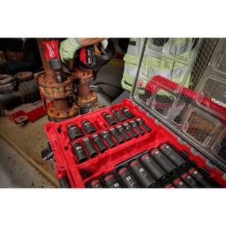 MW SHOCKWAVE Impact-Duty 12 in. Drive Metric and SAE Deep Well Impact PACKOUT Socket Set (31-Piece) 49-66-6806