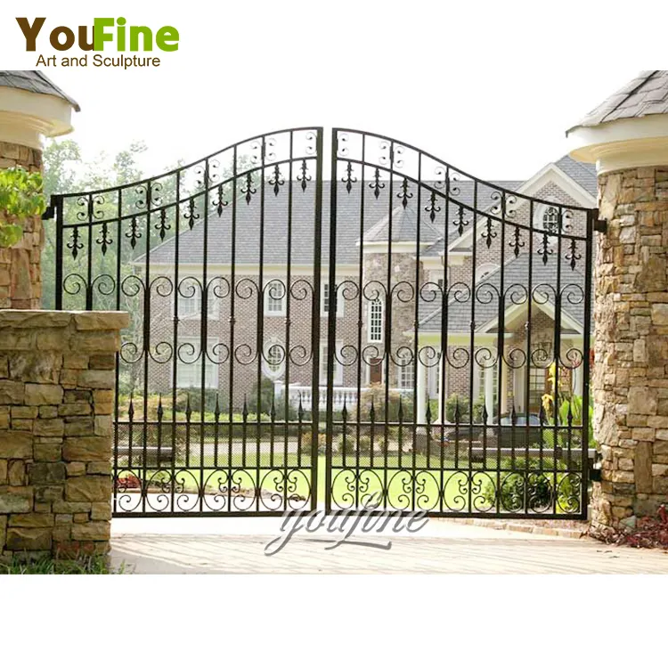 Luxury factory price modern wrought iron main gate design