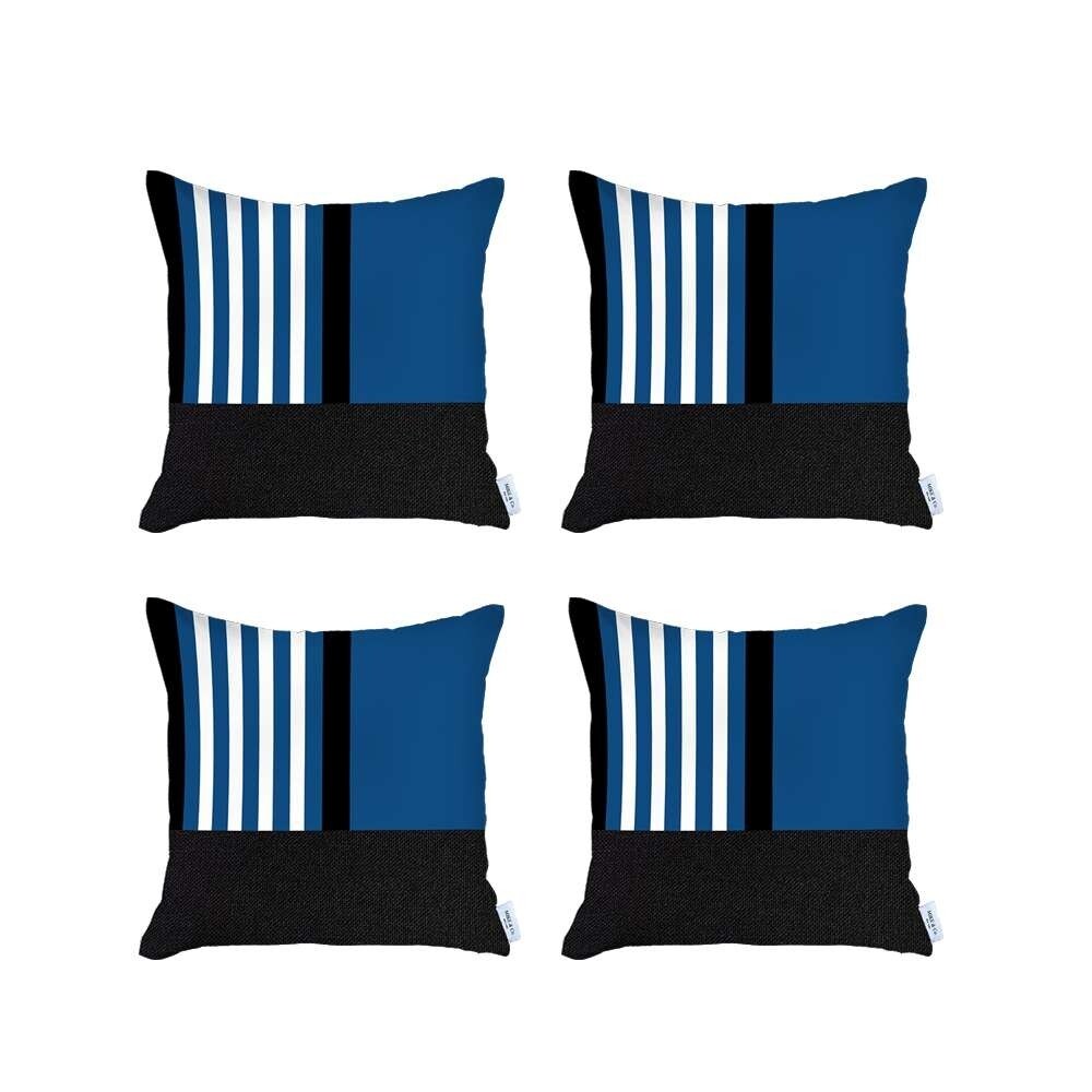 Blue and Black Printed Pillow Covers