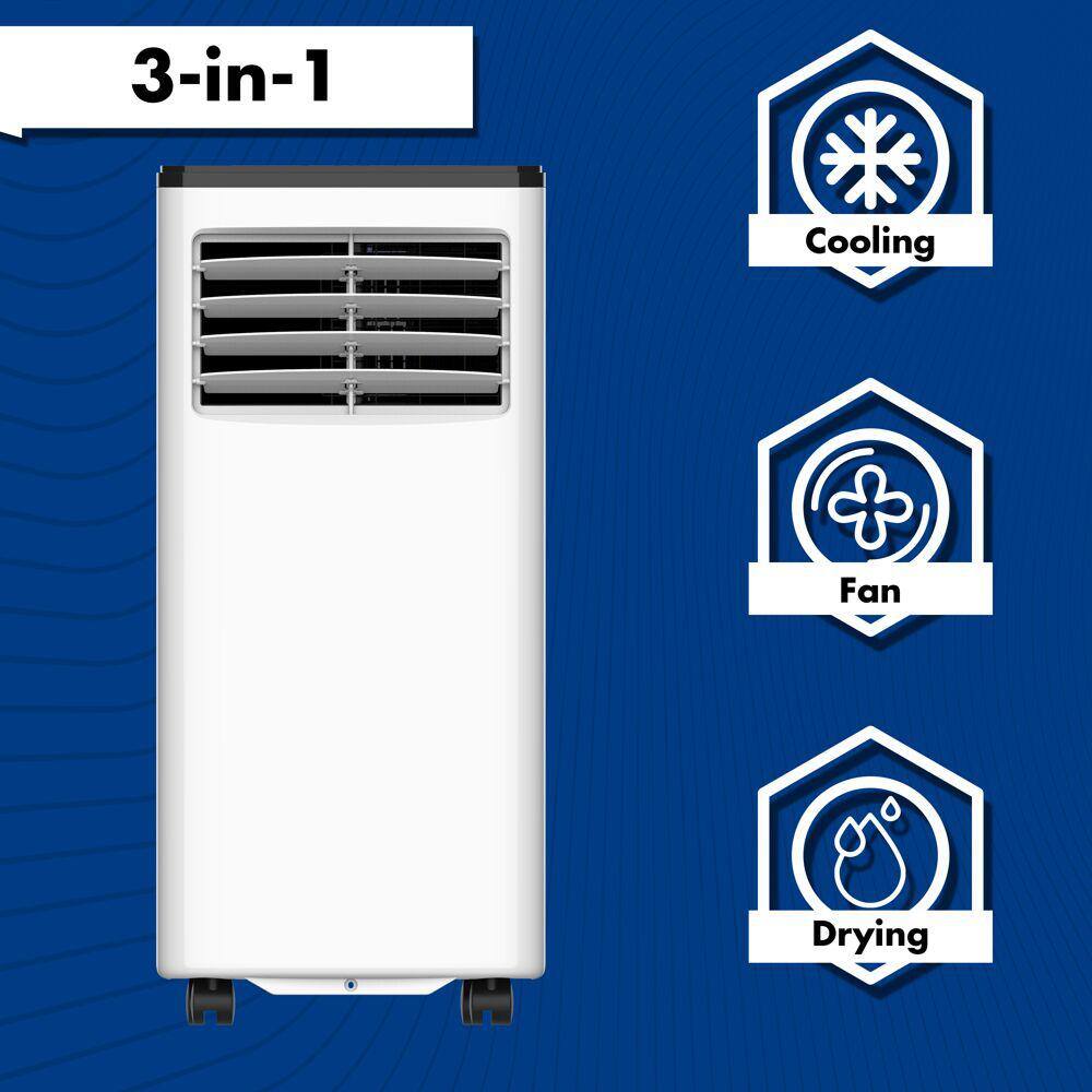 5500 BTU (DOE) 8000 BTU (ASHRAE) Portable Air Conditioner with Wheels 250 sq.ft. Dehumidifer 3-Modes Timer in White MF-08KC2