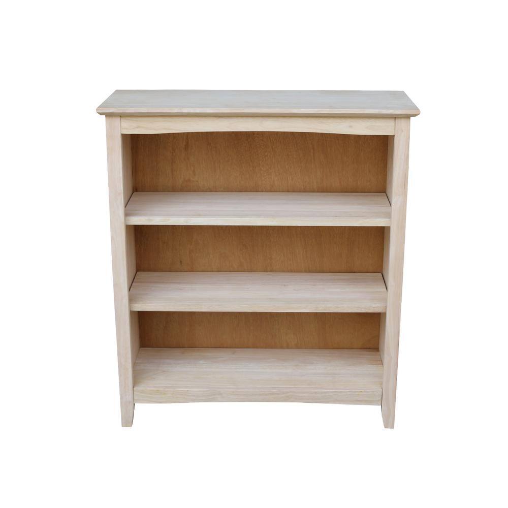 International Concepts 36 in. Unfinished Solid Wood 3-Shelf Standard Bookcase with Adjustable Shelves SH-3223A