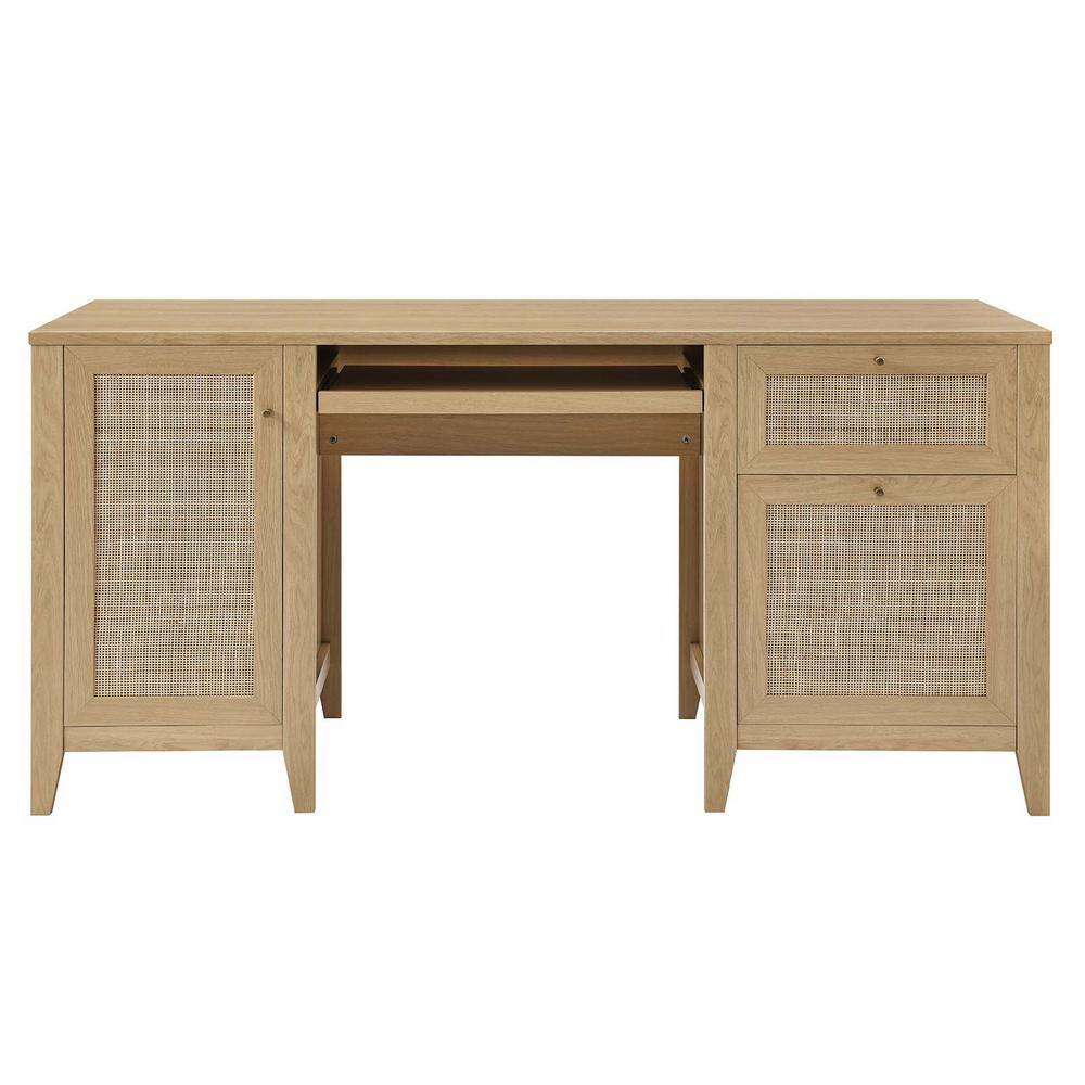 MODWAY Soma 63 in. Rectangle in Oak Office Desk EEI-6117-OAK